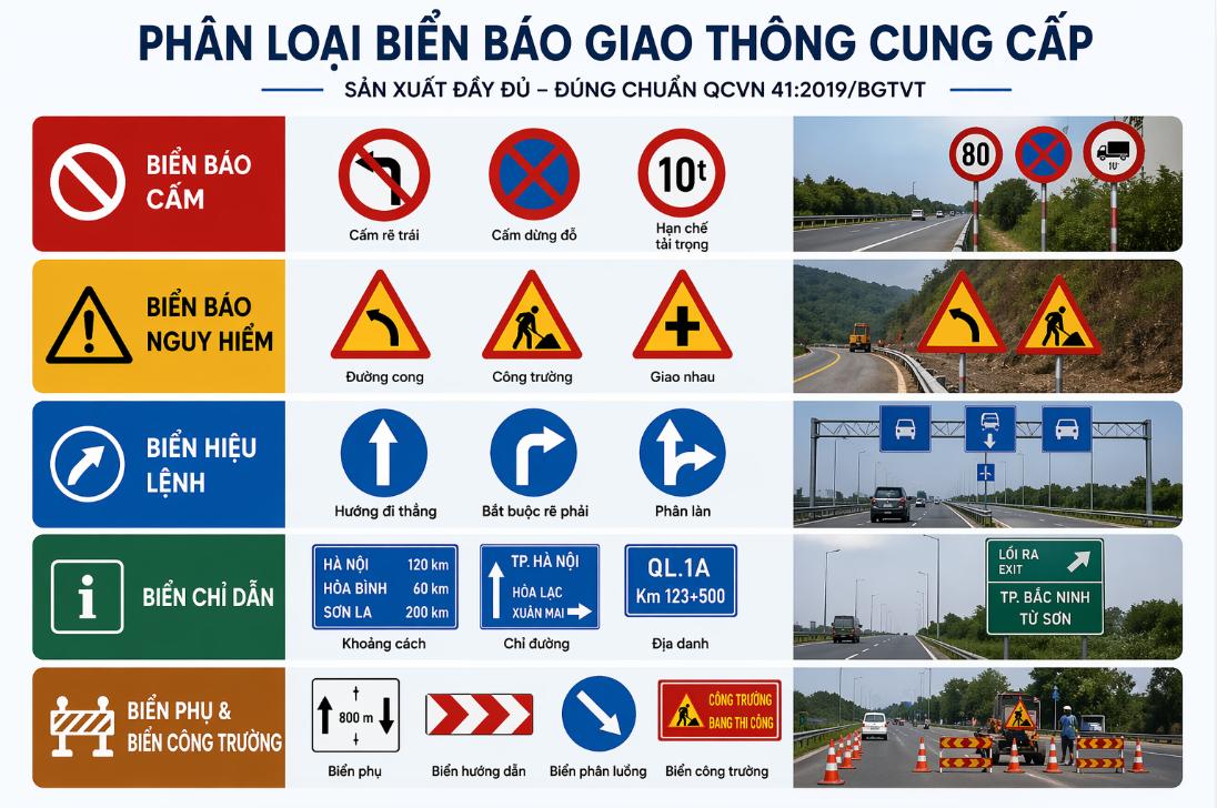 Phân loại biển báo giao thông cung cấp